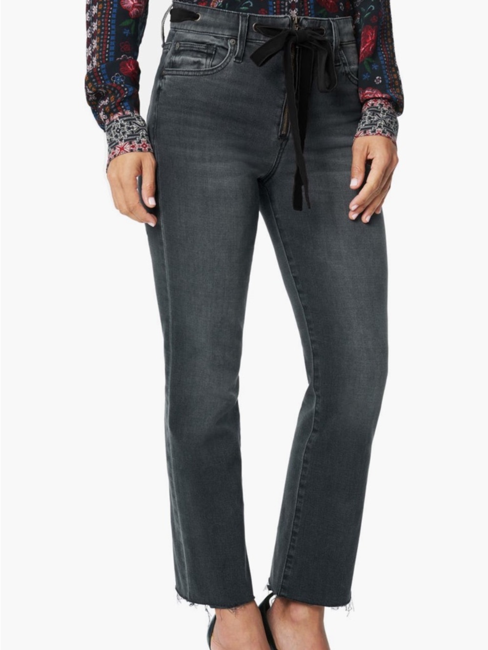 Joe’s Jeans The Callie Velvet Trim High Waist Crop Bootcut Jeans NWT black 31